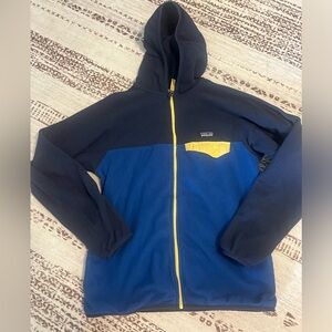 Patagonia youth micro d snap-t zip fleece jacket superior blue/yellow kids XL 14
